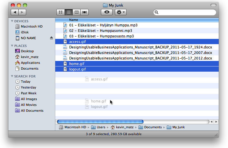 Files being moved in Mac Finder