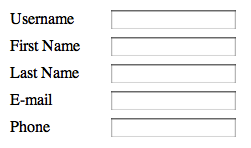 Data-entry form where the labels and text-entry fields are aligned closely together