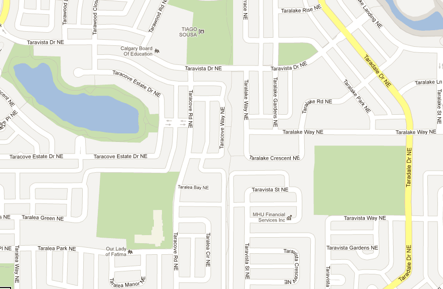 Map of Calgary's Taradale suburb
